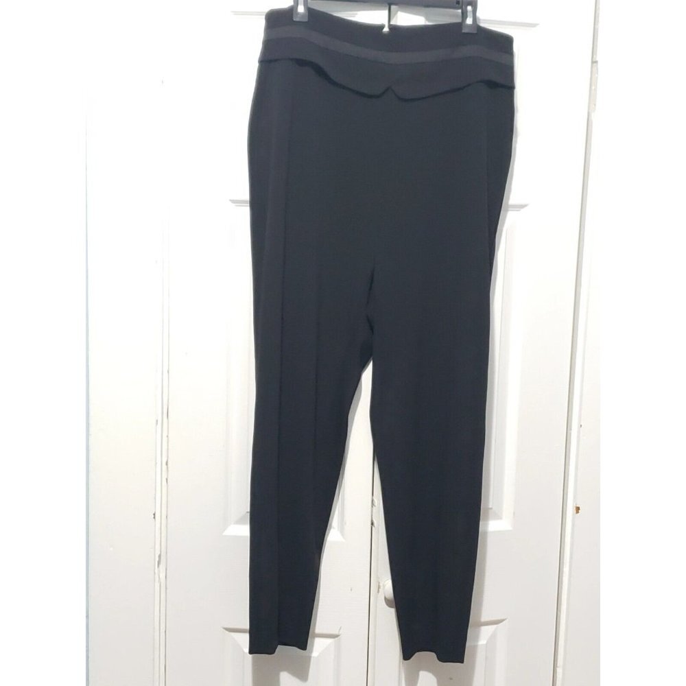 NWOT Calvin Klein Pant Women's Size 14w Black Pull On Elastic Waist Flat Front